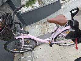 Cityfahrrad Damen rosa mit Korb 