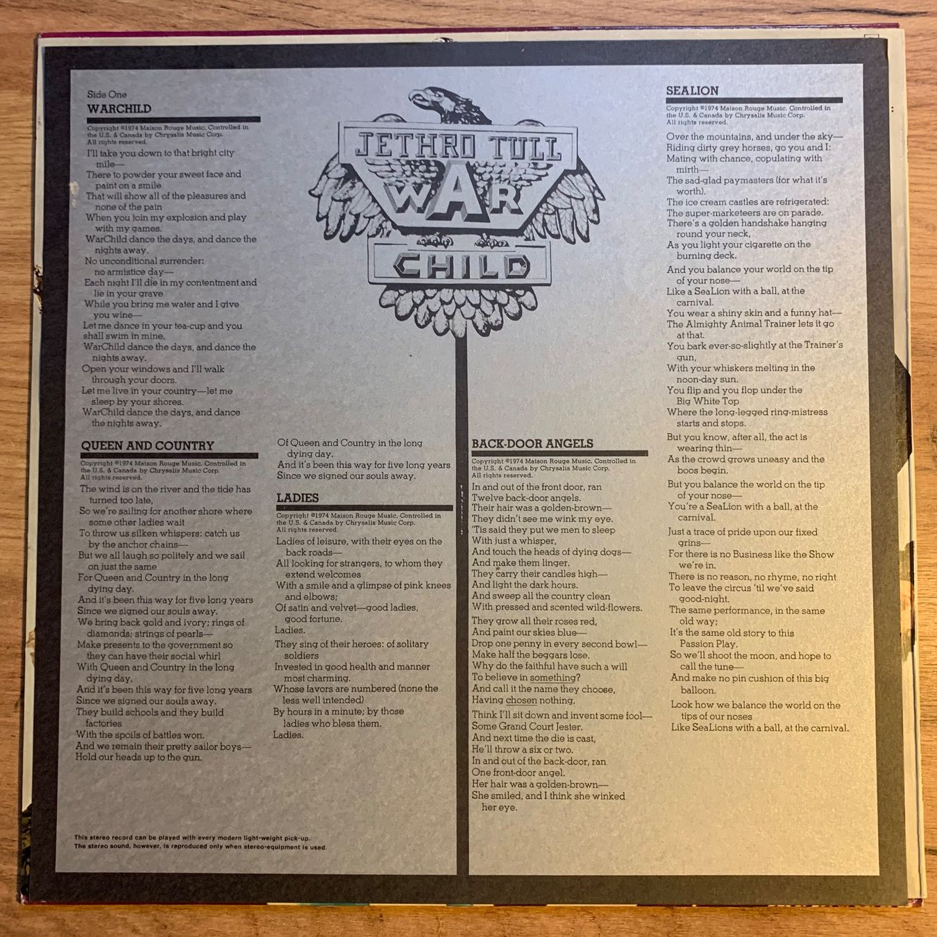 Dischi in vinile: JETHRO TULL - WARCHILD...OG GER 1974...VG++/VG++ – Usato da Gals venduto da Diskopatshop 2