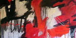 Original Gemälde, Abstrakt, Rot/Schwarz,