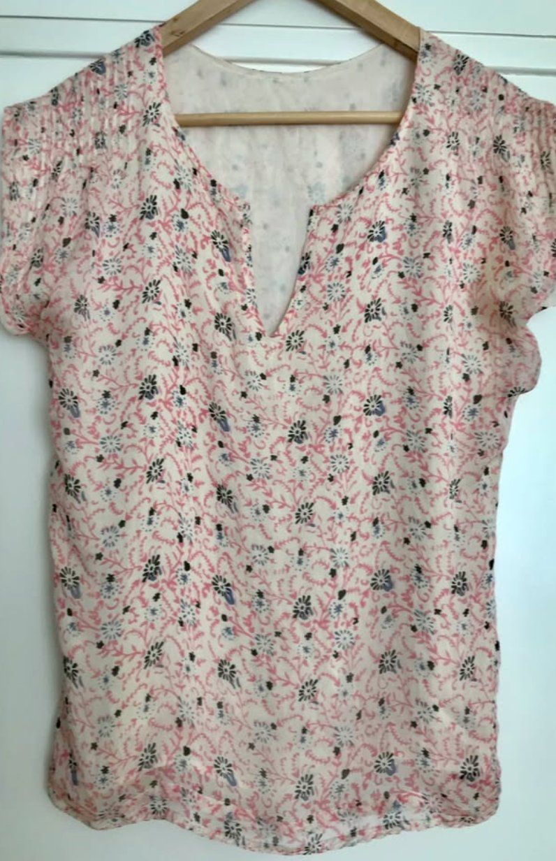 Camicette: Seidenbluse, Bluse, Seidentop, cremeweiss, rosa, S 36 – Usato da Zürich venduto da aboxi 2