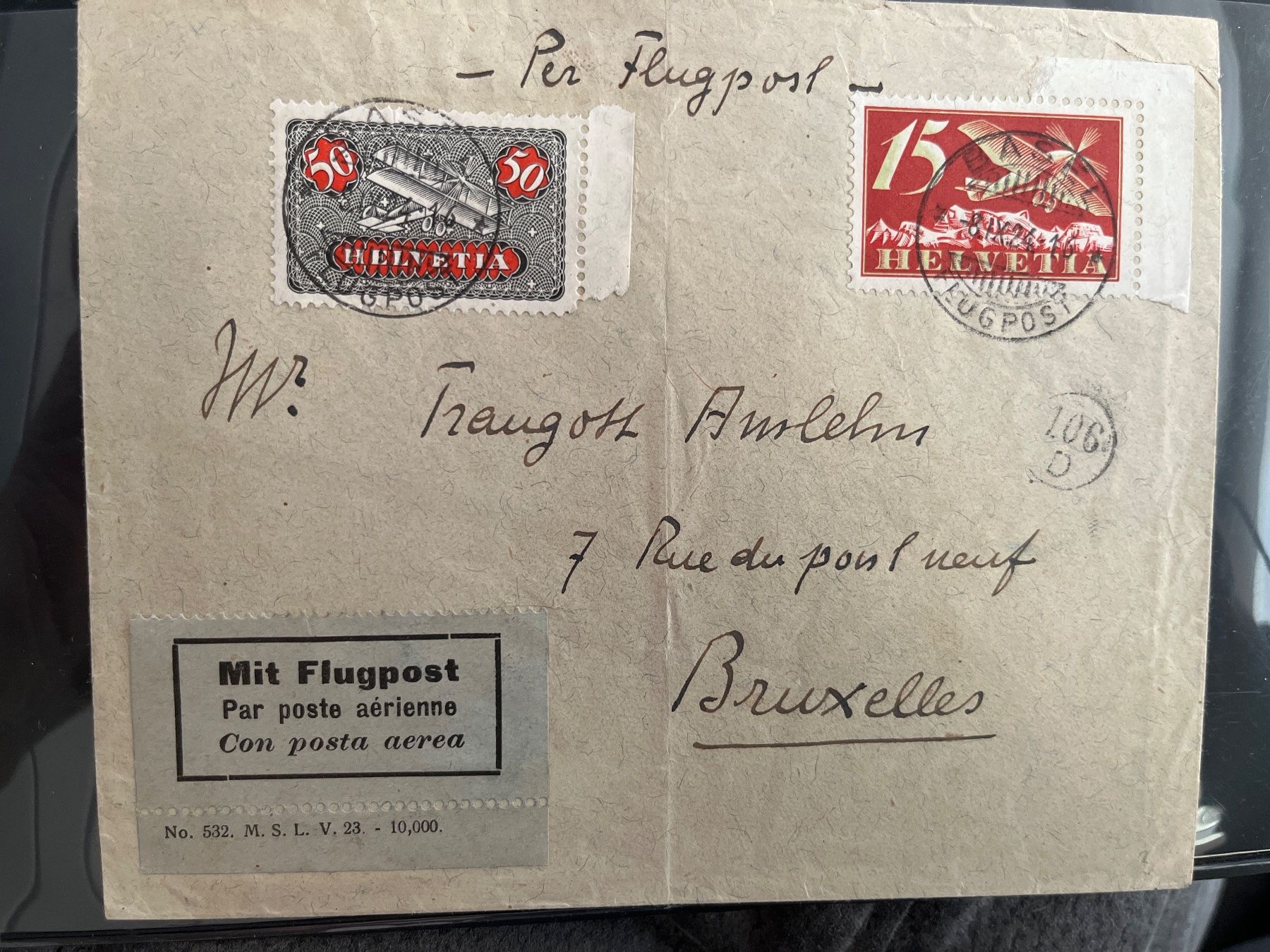 Tutti i francobolli: Basel-Brüssel vom 8.IX.24, Handley Page, selten – Usato da Henggart venduto da Flaty1