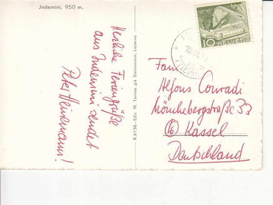 Cartoline postali: Indemini 1960 – Usato da Bürglen TG venduto da StampGraf 1