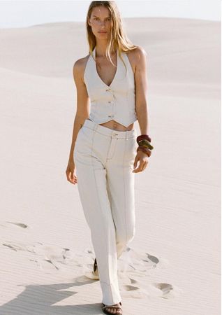 ZARA BOOTCUT-HOSE MIT STEPPNÄHTEN Sommerhose Hose Gr.M NEU