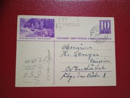 Bildpostkarte mit Postauto Stalden- Saas-Grund 1940