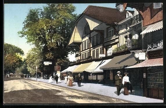 Cartoline postali: AK Interlaken, Geschäfte am Höheweg – Usato da Berlin venduto da bartko-reher