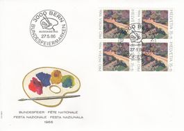 1986 4 FDC Viererblock Pro Patria