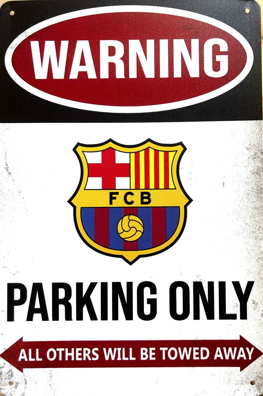 Schilder: FC Barcelona Parking Only Blechschild Englisch Camp Nou – Neu und originalverpackt aus Dättlikon von easythings