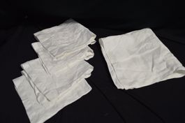 5 Leinentücher, weiss, bestickt, Tischdeko Sommer