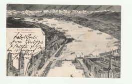 Ansichtskarte 1904 Zürchersee Vogelperspektive, K.C. Zürich