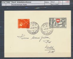 1952 Genf, "Arbeitskonferenz", Automobilpost, Karte