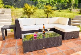 Hochwertiges Lounge-Set mit Tisch & Hocker - sehr gepflegt