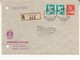 Mischfrankatur SBK 174 + 185 auf Firmen R-Brief