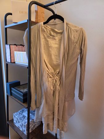 🤍 Boho Kleid mit Cardigan – Beige ✨