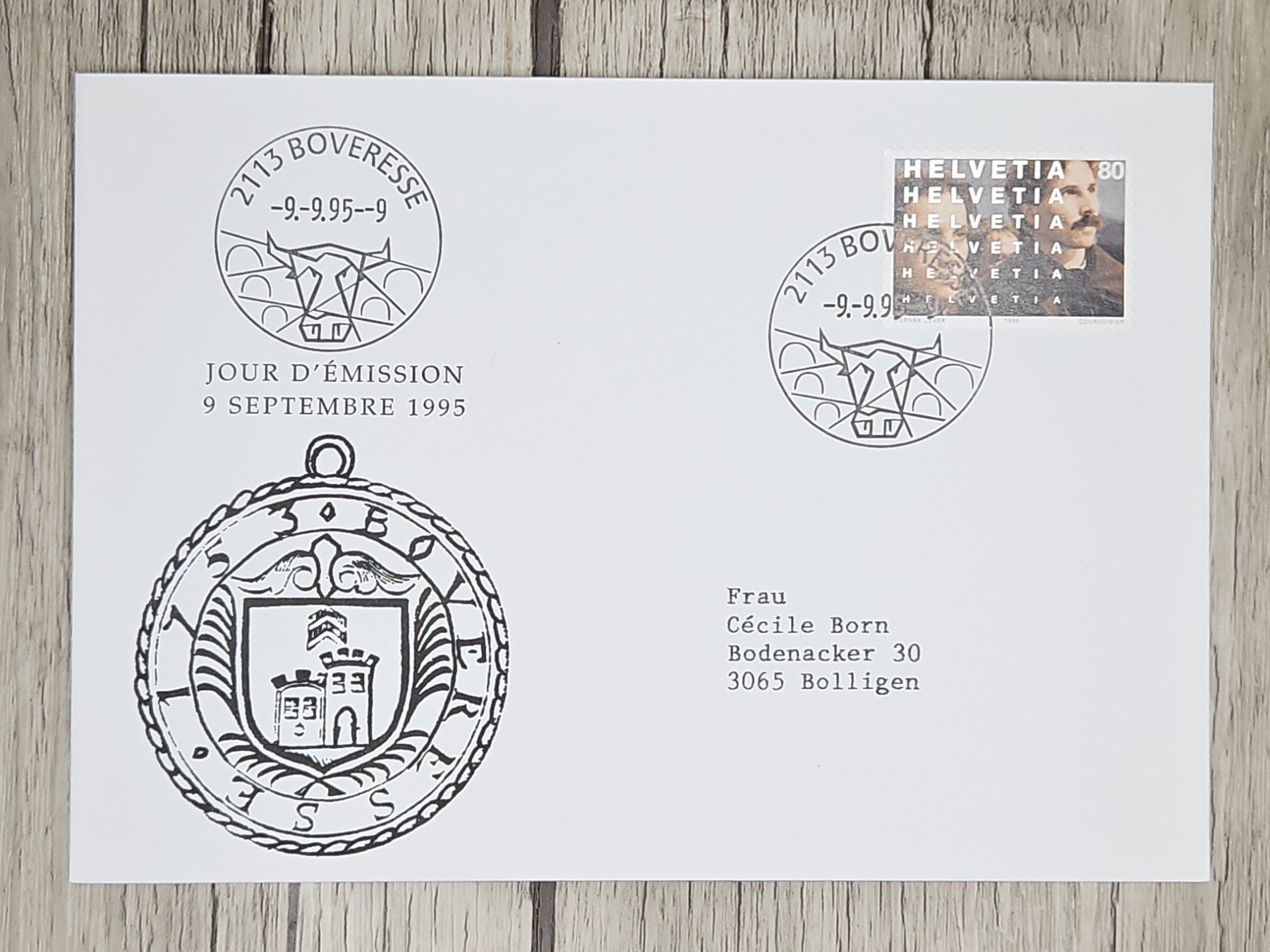 Tutti i francobolli: CL11 Enveloppe + Timbre Suisse 1995 – Usato da Cousset venduto da Patrick_Collections