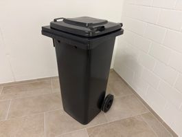 SULO Mülltonne 120L Schwarz – mit Sackhalter-Rahmen