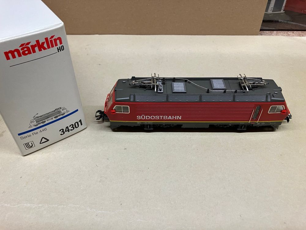 Märklin 34301 Re 4/4 IV 446 der SOB rot, H0 WS AC Analog (Gebraucht) in ...