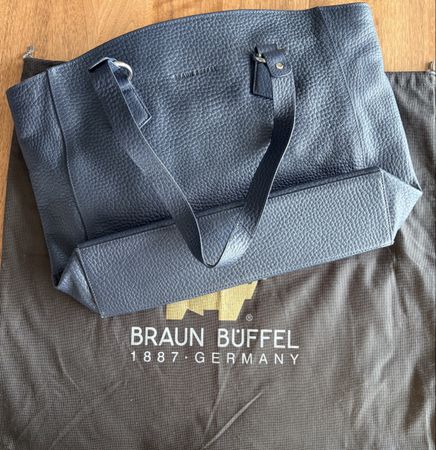 Braun Büffel Tasche Dunkelblau Leder Guter Zustand