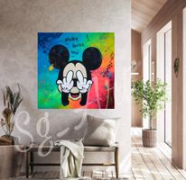 Acrylbild "Micky loves you" Disney, bunt Neu Unikat