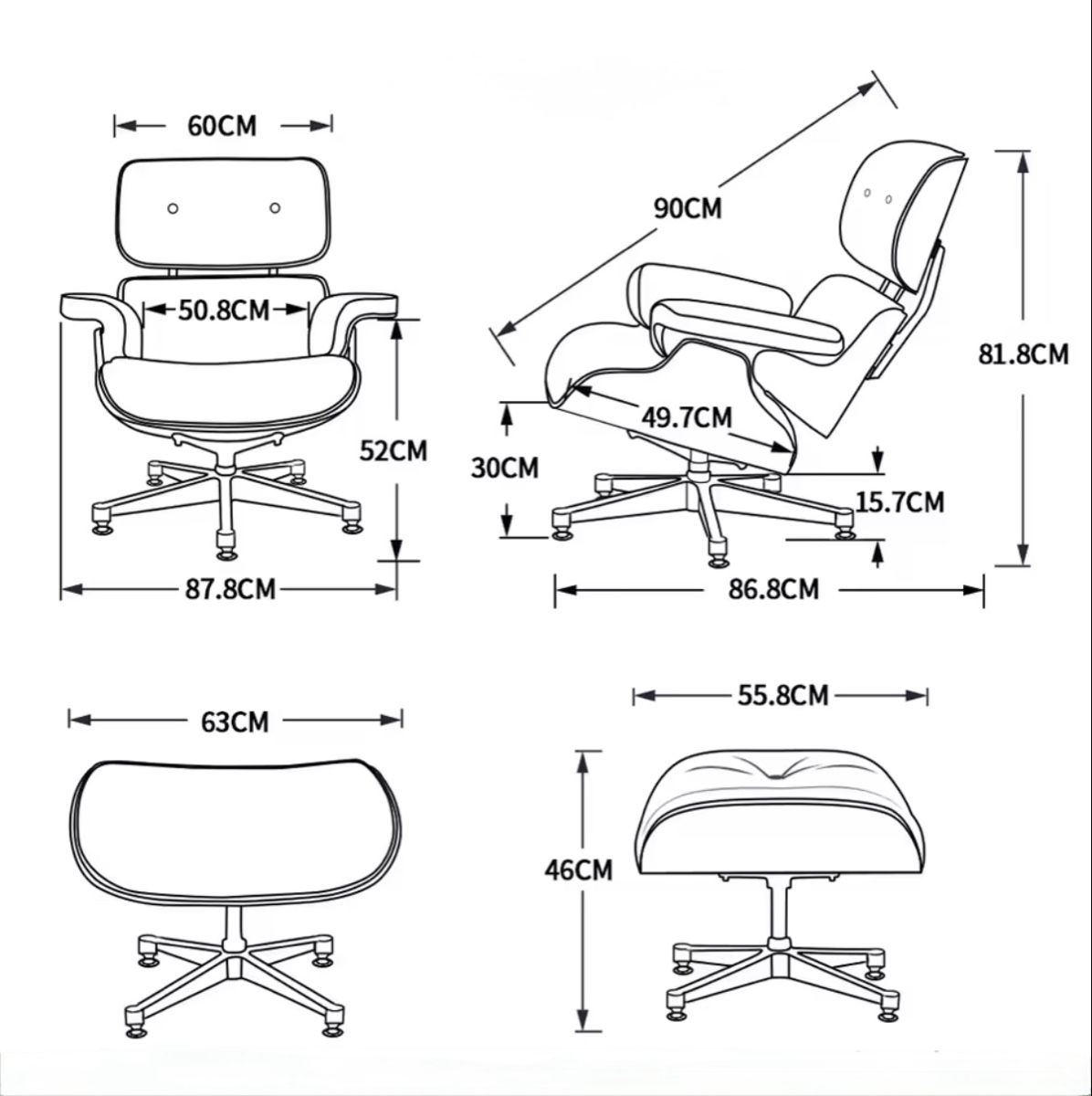 Liegen & Liegestühle: Design Lounge Sessel mit Ottoman – Gebraucht aus Perly von Mudre 7