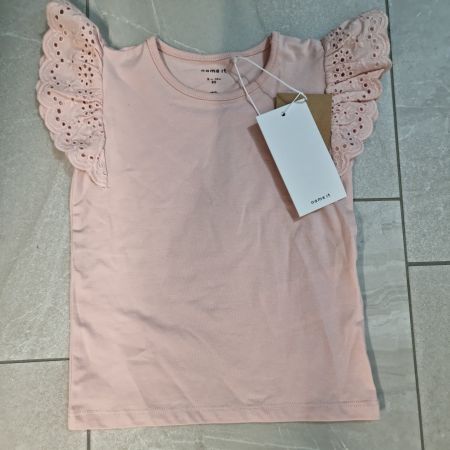 Name It T-Shirt Rosé Gr. 80 mit Spitzenärmeln, neu!