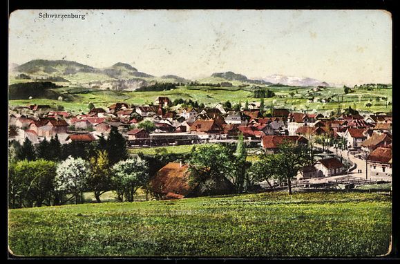 Cartoline postali: AK Schwarzenburg, Ortsansicht – Usato da Berlin venduto da bartko-reher