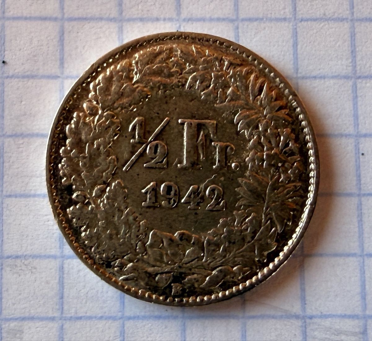 Alle Münzen: Silber 50 Rappen 1942 – Gebraucht aus St. Margrethen SG von Aroimaak