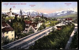 AK Männedorf, Ortsansicht mit Bahnhof