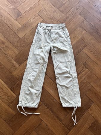 Pantalon Zara coton vert menthe délavé - taille 36