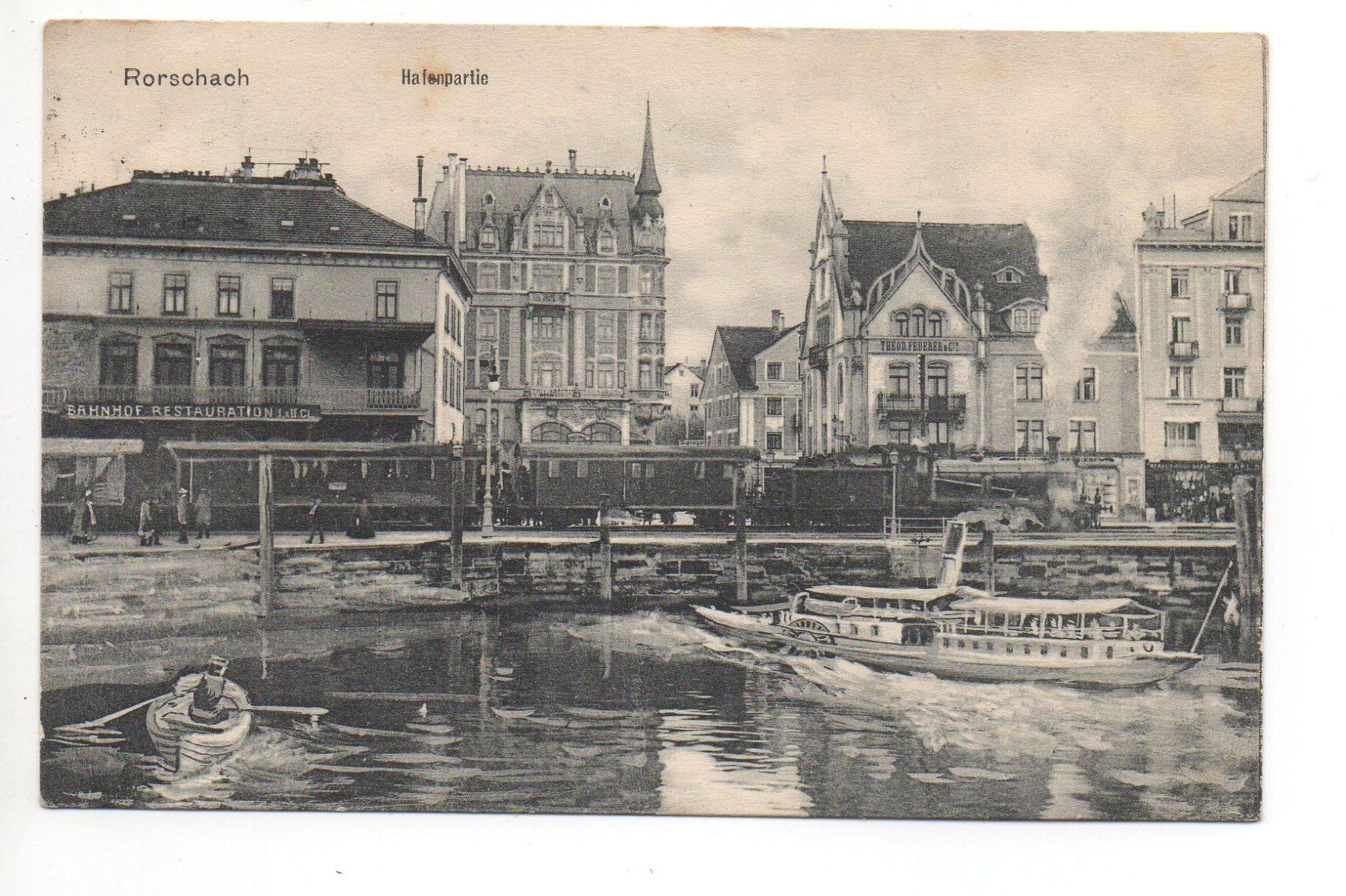 Cartoline postali: RORSCHACH Hafenpartie, Bahnhof Restaurant, Bahn, Dampflok – Usato da Jona venduto da philajona