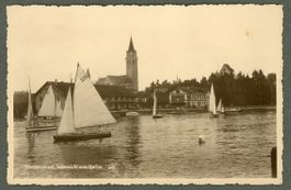 AK sw Romanshorn TG Hafen Segelboote by Kopieczek ≈ 1935 