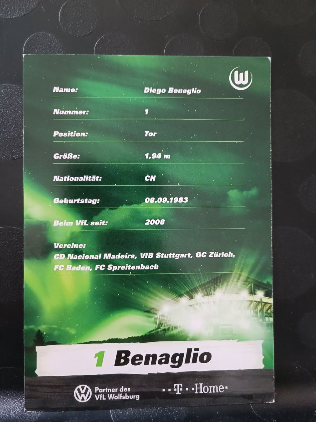 Autografi: Diego Benaglio -  VfL Wolfsburg handsignierte Autogrammkarte – Usato da Menziken venduto da Artographs 1