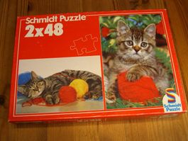 3 süsse Katzen Puzzle f.die Kleinen, 2x48 Teile + 1x45 Teile