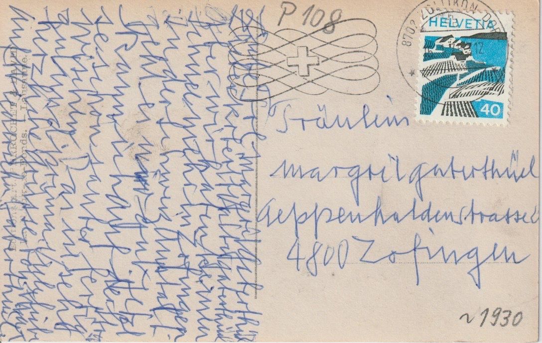 Cartoline postali: P 108 Der Eiger, ≈ 1930 – Usato da Freienbach venduto da Bhaltis 1