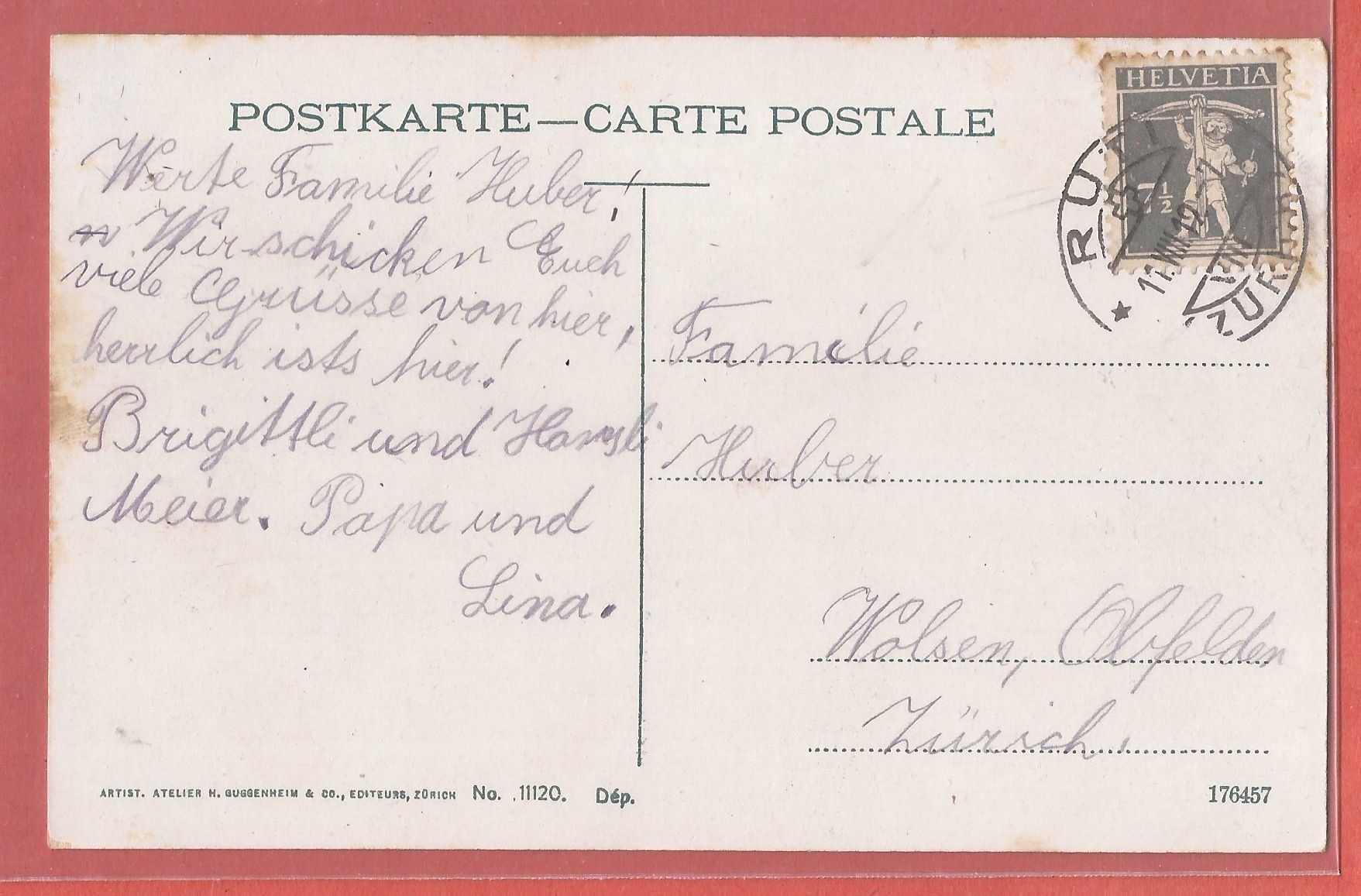 Ansichtskarten: Bachtel Kulm bei Hinwil - 1919 – Gebraucht aus Fislisbach von Porano 1