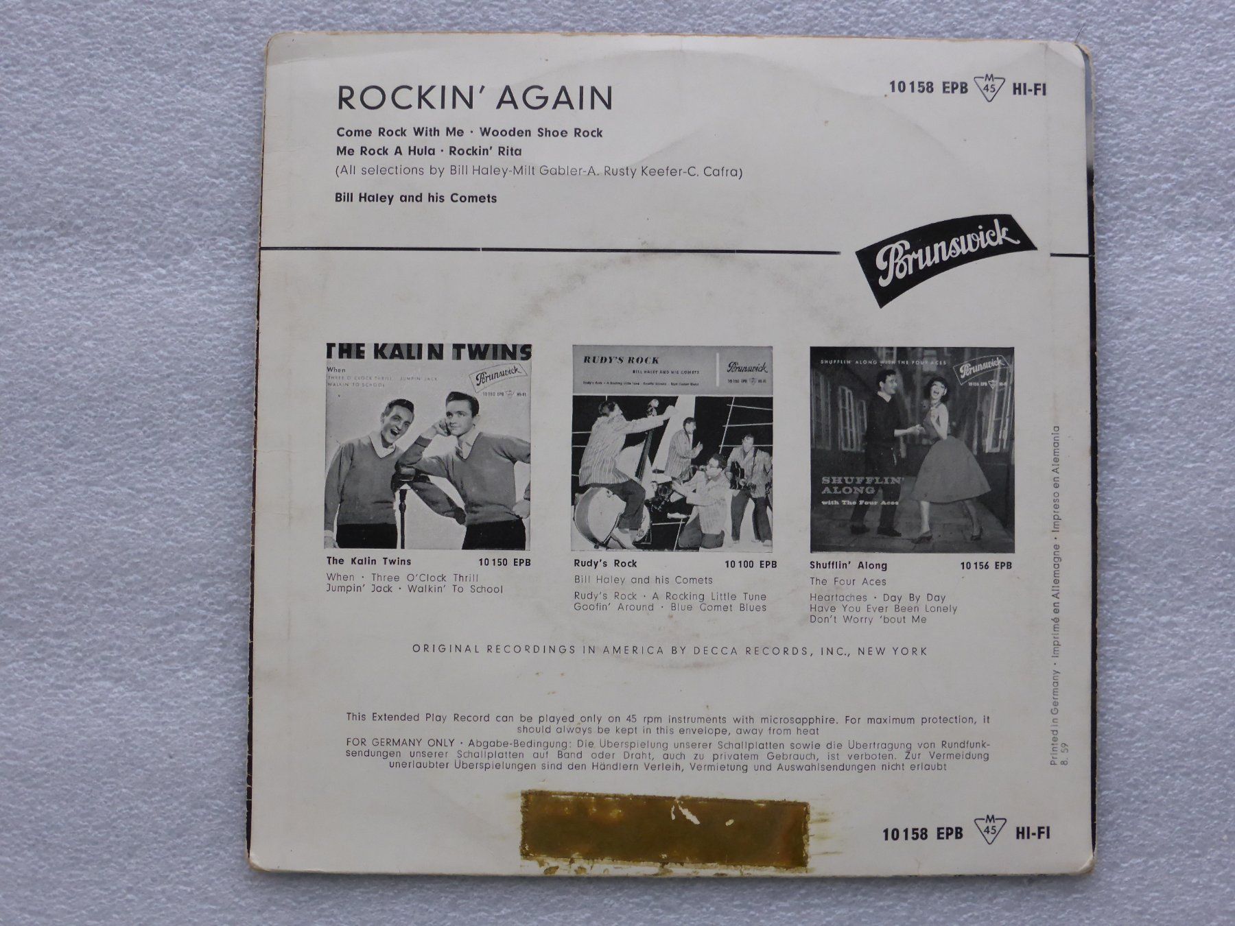 Dischi in vinile: Vinyl Single   EP  BILL HALEY and HIS COMETS – Usato da Küssnacht am Rigi venduto da Mondkinder 3