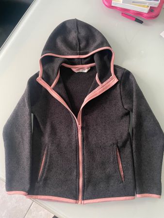 Übergangsjacke Mädchenjacke ,kapuze 116/128 grau/rosa.