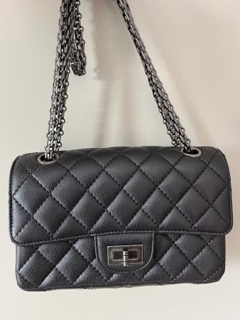 Orig. Chanel 2.55 Mini Flap Tasche Anthrazit aus 2020 neu