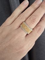 ✨🌞 Bague dorée & argentée — Le Soleil tranquille fait main