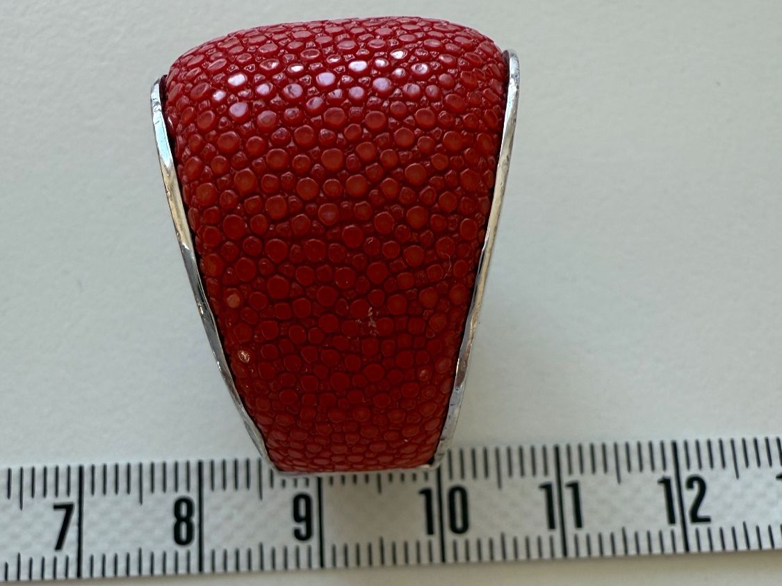 Anelli: Stingray Leder Ring, Gr. 17 / 55 mit Silber in rot – Usato da Zollikon venduto da dorean 6