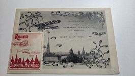 1910 Flugwoche Rouen Ansichtskarte mit Vignette