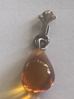 Anhänger Bernstein Tränenform Sterling Silber 925 guter Zust