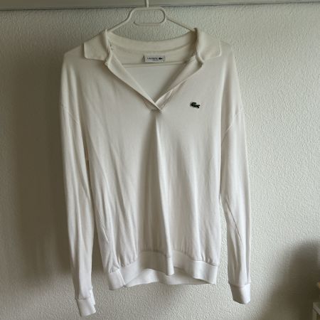 White Lacoste long sleeve polo shirt