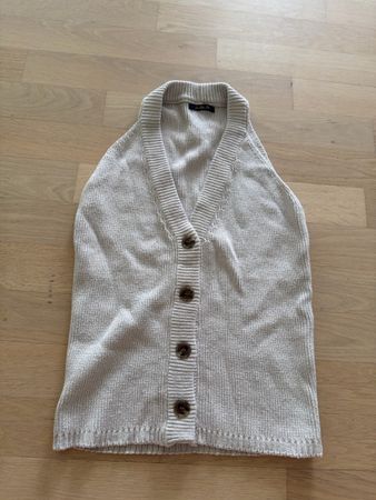 Strick-Top Creme Gr. M – Ärmellos mit Knopfleiste | Elegant 