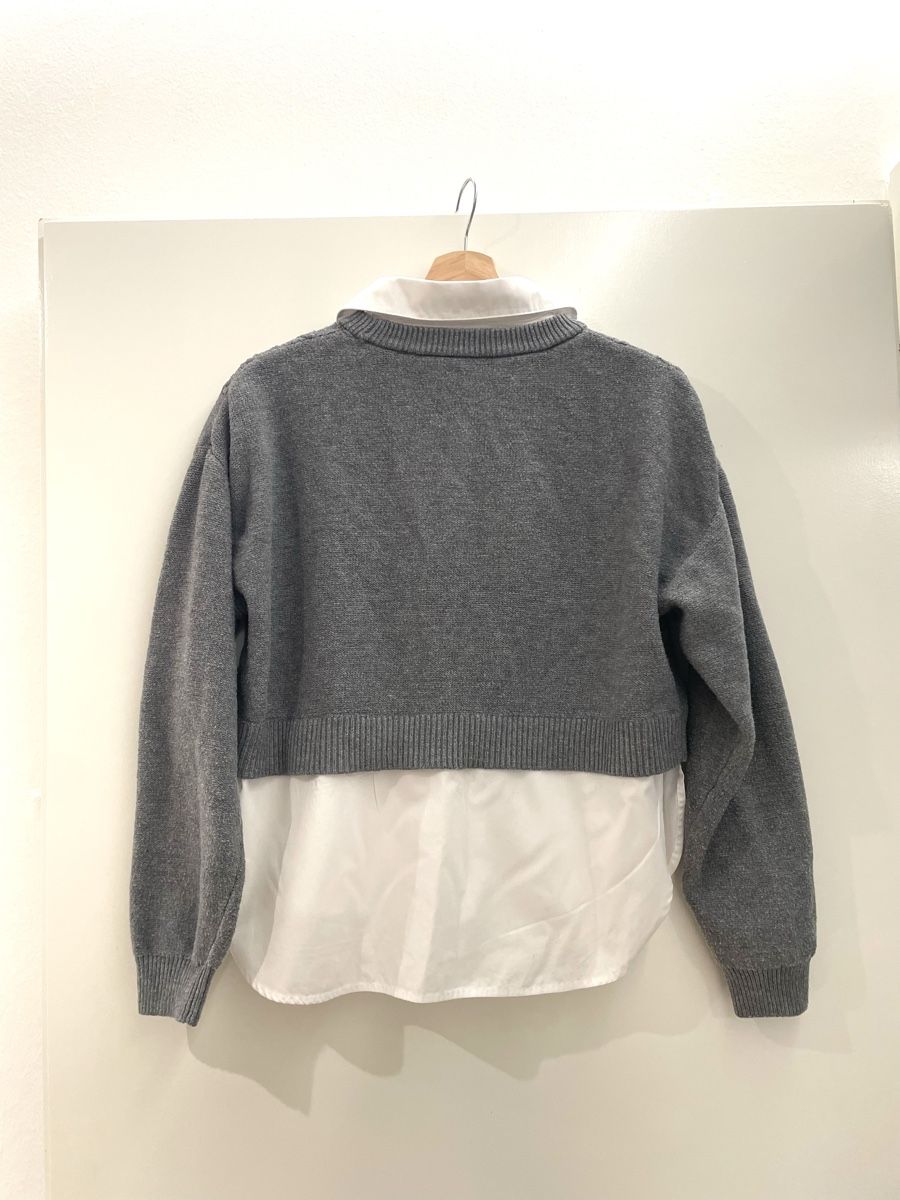 Primark Maglioni & Felpe: GRAUER STRICKPULLOVER MIT BLUSE – Usato da Ziefen venduto da Elar_store 1