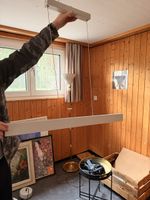 Hängeleuchte länglich weiss Metall neu