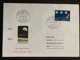 Schweiz 1968 Cachet+Stempel Tag+Stunde 1.Flug um den Mond