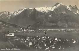 Mels und Sargans SG mit Falknis Foto Frei Nr. 10044  1917