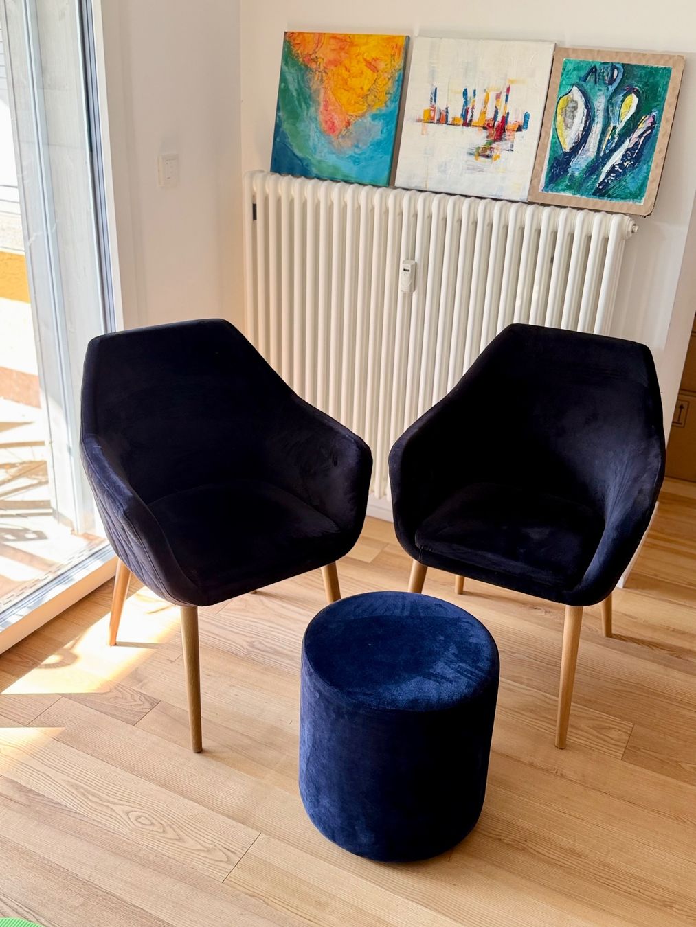 Poltrone: 2x Sessel dunkelblau mit Hocker – Usato da Zürich venduto da mar_wxt2