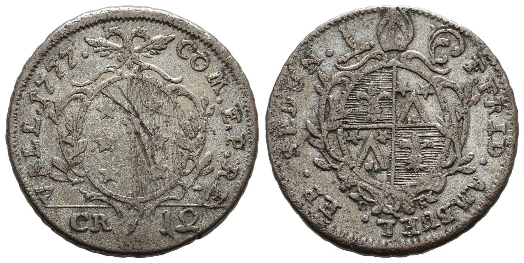 Alle Münzen: Wallis 12 Kreuzer 1777  /4033 – Gebraucht aus Trimbach von Solothurn1