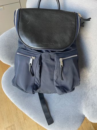 Sac à dos homme Massimo Dutti-nylon et cuir –bleu marin/noir